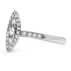 18ct White Gold Marquise Diamond Halo Ring