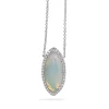 14ct White Gold Marquise Opal Diamond Halo Necklace