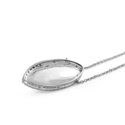 14ct White Gold Marquise Opal Diamond Halo Necklace