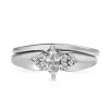 14ct White Gold Marquise Ring With Matching 10ct White Gold Band - Ring Set