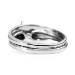 14ct White Gold Marquise Ring With Matching 10ct White Gold Band - Ring Set