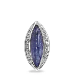 18ct White Gold Marquise Shaped Diamond and Cabochon Tanzanite Pendant