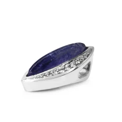 18ct White Gold Marquise Shaped Diamond and Cabochon Tanzanite Pendant