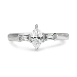 14ct White Gold Marquise Solitaire Ring