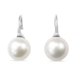 9ct White Gold 13mm Fresh Water Pearl Earrings on French Hook
