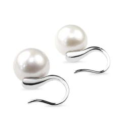 9ct White Gold 13mm Fresh Water Pearl Earrings on French Hook