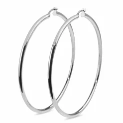 9ct White Gold 65mm Hoop Earrings