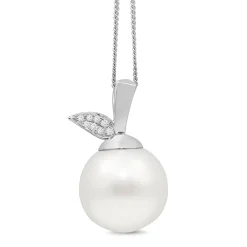 18ct White Gold 15mm South Sea Pearl 'Apple' Diamond Necklace