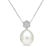 18ct White Gold 13.5mm South Sea Pearl and Diamond Daisy Style Necklace