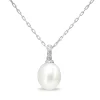 18ct White Gold 11mm South Sea Pearl and Diamond Necklace