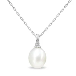 18ct White Gold 11mm South Sea Pearl and Diamond Necklace