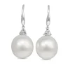 18ct White Gold 14mm South Sea Pearl Diamond Drop Earrings