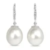 18ct White Gold 13mm South Sea Pearl and Diamond Drop Earrings