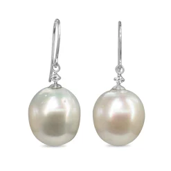 18ct White Gold 13.5mm South Sea Pearl and Diamond Earrings