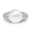 14ct White Gold 11mm South Sea Pearl and Diamond Ring