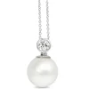 18ct White Gold 14mm South Sea Pearl and Diamond Pendant