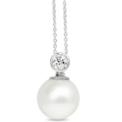 18ct White Gold 14mm South Sea Pearl and Diamond Pendant
