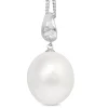 18ct White Gold 16mm South Sea Pearl and Diamond Pendant / Enhancer