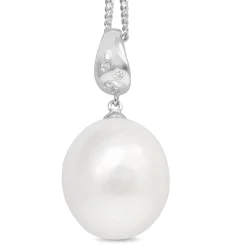 18ct White Gold 16mm South Sea Pearl and Diamond Pendant / Enhancer