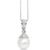 14ct White Gold 10mm South Sea Pearl and Diamond Pendant