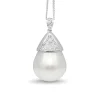 18ct White Gold 19mm South Sea Pearl and Diamond Pendant