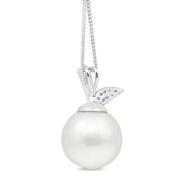 18ct White Gold 15mm South Sea Pearl 'Apple' Diamond Necklace