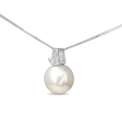 18ct White Gold 10.7mm South Sea Pearl and Diamond Necklace