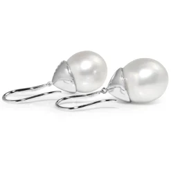 18ct White Gold 14mm South Sea Pearl and Diamond Earrings