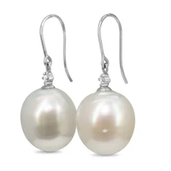 18ct White Gold 13.5mm South Sea Pearl and Diamond Earrings