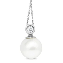18ct White Gold 14mm South Sea Pearl and Diamond Pendant