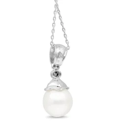 14ct White Gold 10mm South Sea Pearl and Diamond Pendant