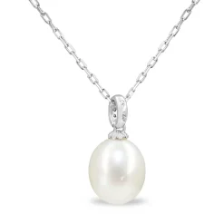 18ct White Gold 11mm South Sea Pearl and Diamond Necklace