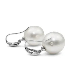 18ct White Gold 14.5mm South Sea Pearl and Diamond Earrings
