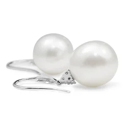 18ct White Gold 14mm South Sea Pearl Diamond Drop Earrings