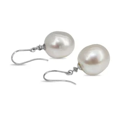 18ct White Gold 13.5mm South Sea Pearl and Diamond Earrings