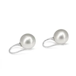 18ct White Gold 12mm South Sea Pearl Earrings on French Hook Style Fitting