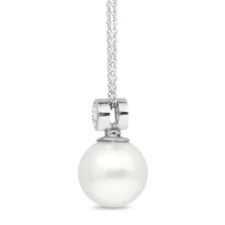 18ct White Gold 14mm South Sea Pearl and Diamond Pendant
