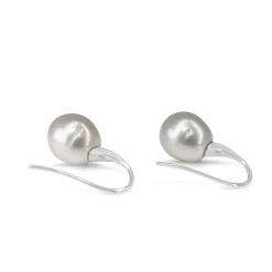 18ct White Gold 12mm South Sea Pearl and Diamond Earrings