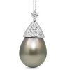 18ct White Gold 18.6mm Tahitian Pearl and Diamond Pendant