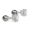 14ct White Gold 10.5mm Tahitian Pearl and Diamond Bow Earrings