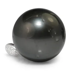18ct White Gold 15mm Tahitian Pearl and Diamond Earrings