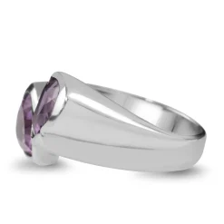18ct White Gold Moi et Toi Amethyst Heart Ring