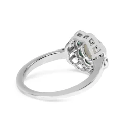 9ct White Gold Moonstone, Emerald and Diamond Daisy Ring
