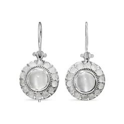 9ct White Gold Moonstone Vintage Style Earrings