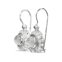 9ct White Gold Moonstone Vintage Style Earrings