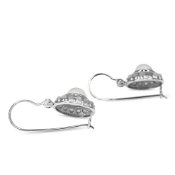 9ct White Gold Moonstone Vintage Style Earrings