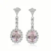 18ct White Gold Morganite and Diamond Daisy Drop Earrings