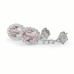 18ct White Gold Morganite and Diamond Daisy Drop Earrings