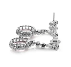 18ct White Gold Morganite and Diamond Daisy Drop Earrings