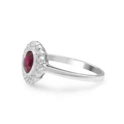 9ct White Gold Natural Ruby and Diamond Daisy Ring